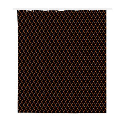 Black And Orange Harlequin Print Polyester Shower Curtain