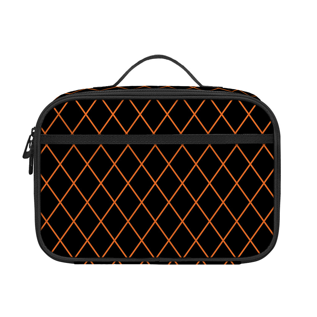 Black And Orange Harlequin Print Portable Lunch Bag