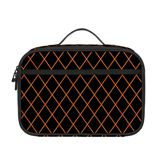 Black And Orange Harlequin Print Portable Lunch Bag