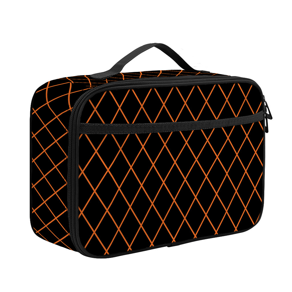 Black And Orange Harlequin Print Portable Lunch Bag