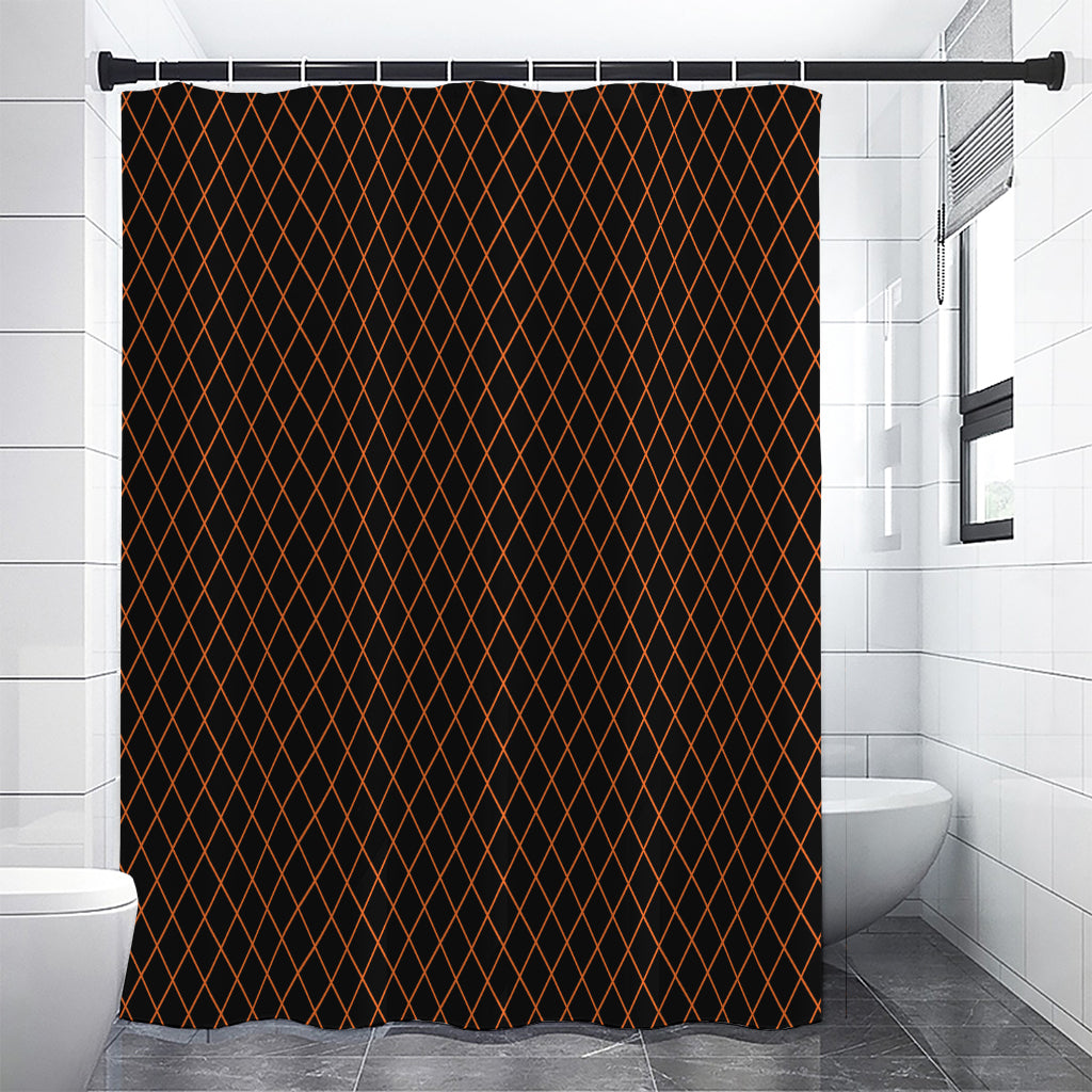 Black And Orange Harlequin Print Premium Shower Curtain