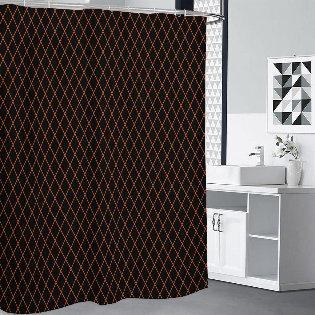 Black And Orange Harlequin Print Premium Shower Curtain