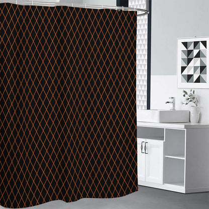 Black And Orange Harlequin Print Premium Shower Curtain