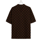Black And Orange Harlequin Print Rayon Hawaiian Shirt