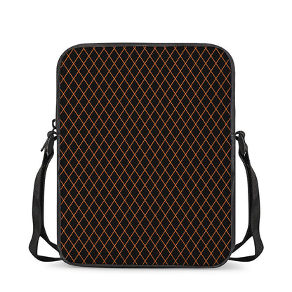 Black And Orange Harlequin Print Rectangular Crossbody Bag