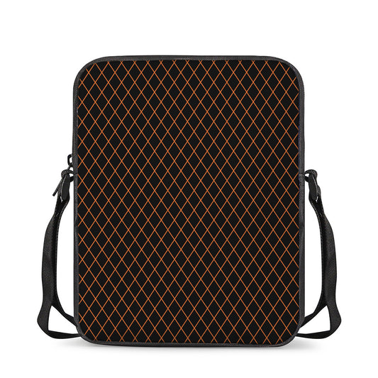 Black And Orange Harlequin Print Rectangular Crossbody Bag