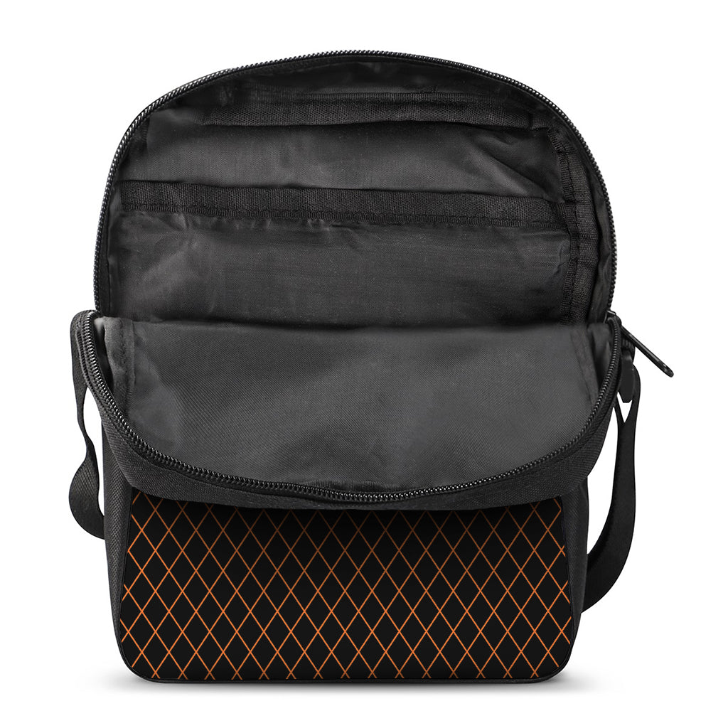 Black And Orange Harlequin Print Rectangular Crossbody Bag