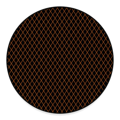 Black And Orange Harlequin Print Round Floor Mat