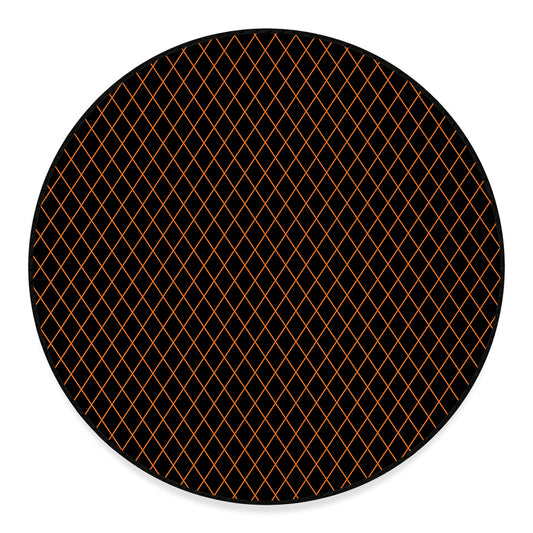 Black And Orange Harlequin Print Round Floor Mat