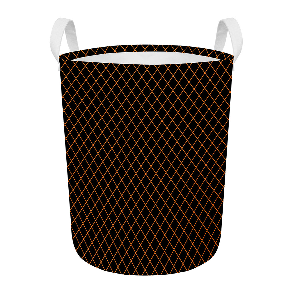 Black And Orange Harlequin Print Round Laundry Basket