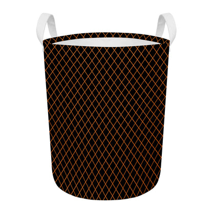 Black And Orange Harlequin Print Round Laundry Basket
