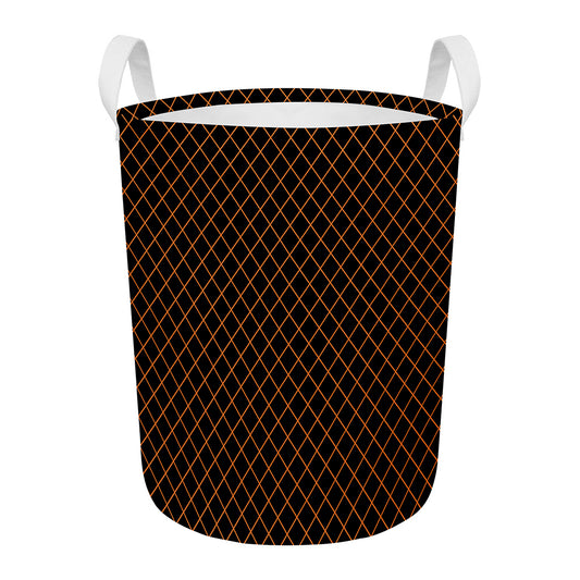 Black And Orange Harlequin Print Round Laundry Basket