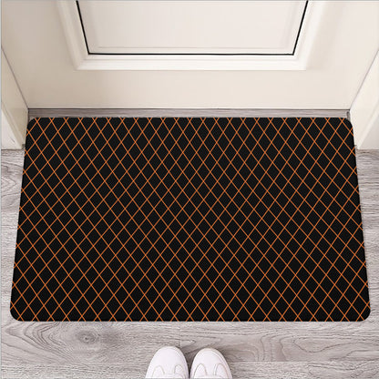 Black And Orange Harlequin Print Rubber Doormat