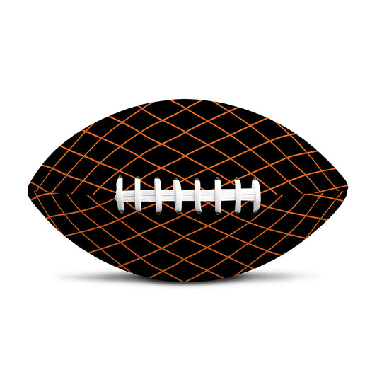 Black And Orange Harlequin Print Rugby Ball