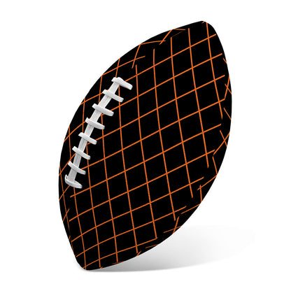 Black And Orange Harlequin Print Rugby Ball