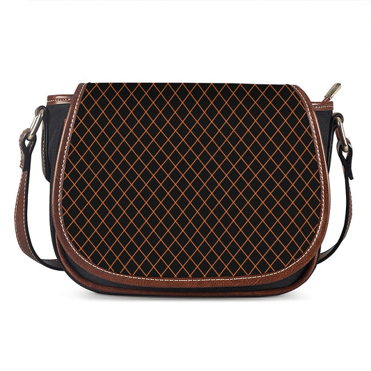Black And Orange Harlequin Print Saddle Bag