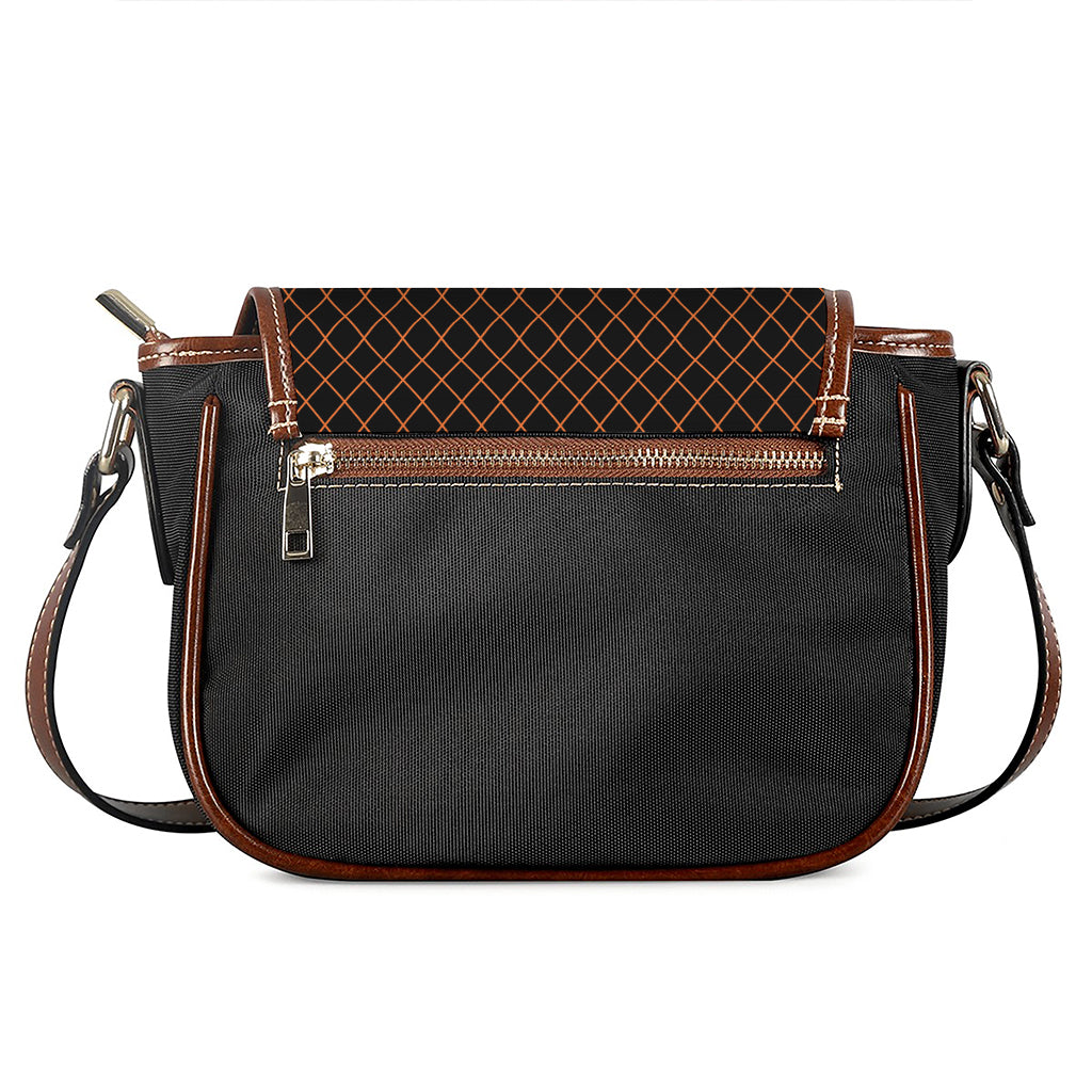 Black And Orange Harlequin Print Saddle Bag