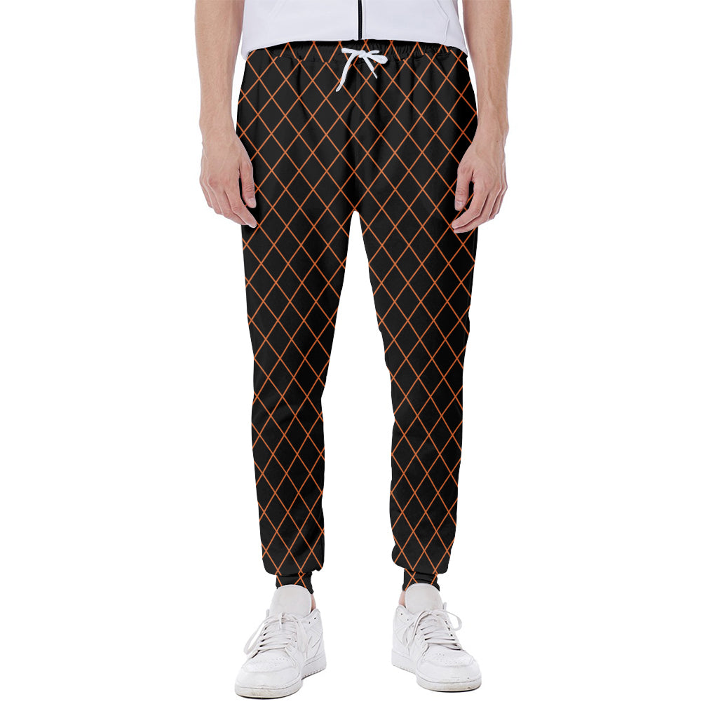 Black And Orange Harlequin Print Scuba Joggers