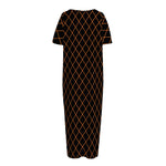 Black And Orange Harlequin Print Short Sleeve Long Nightdress