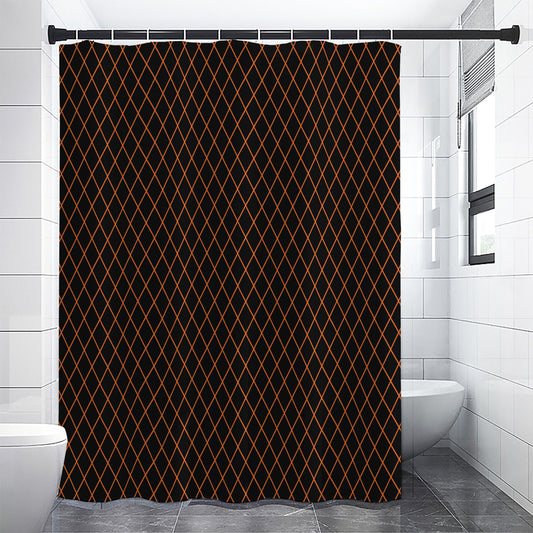 Black And Orange Harlequin Print Shower Curtain