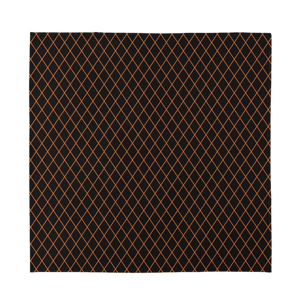 Black And Orange Harlequin Print Silk Bandana