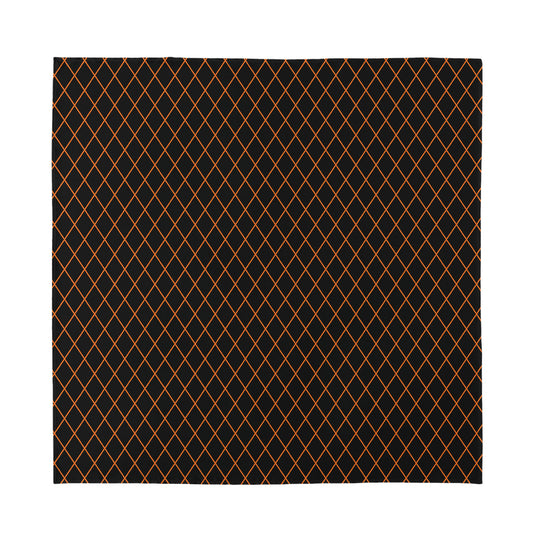 Black And Orange Harlequin Print Silk Bandana