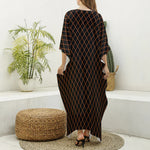 Black And Orange Harlequin Print Silk V-Neck Kaftan Dress