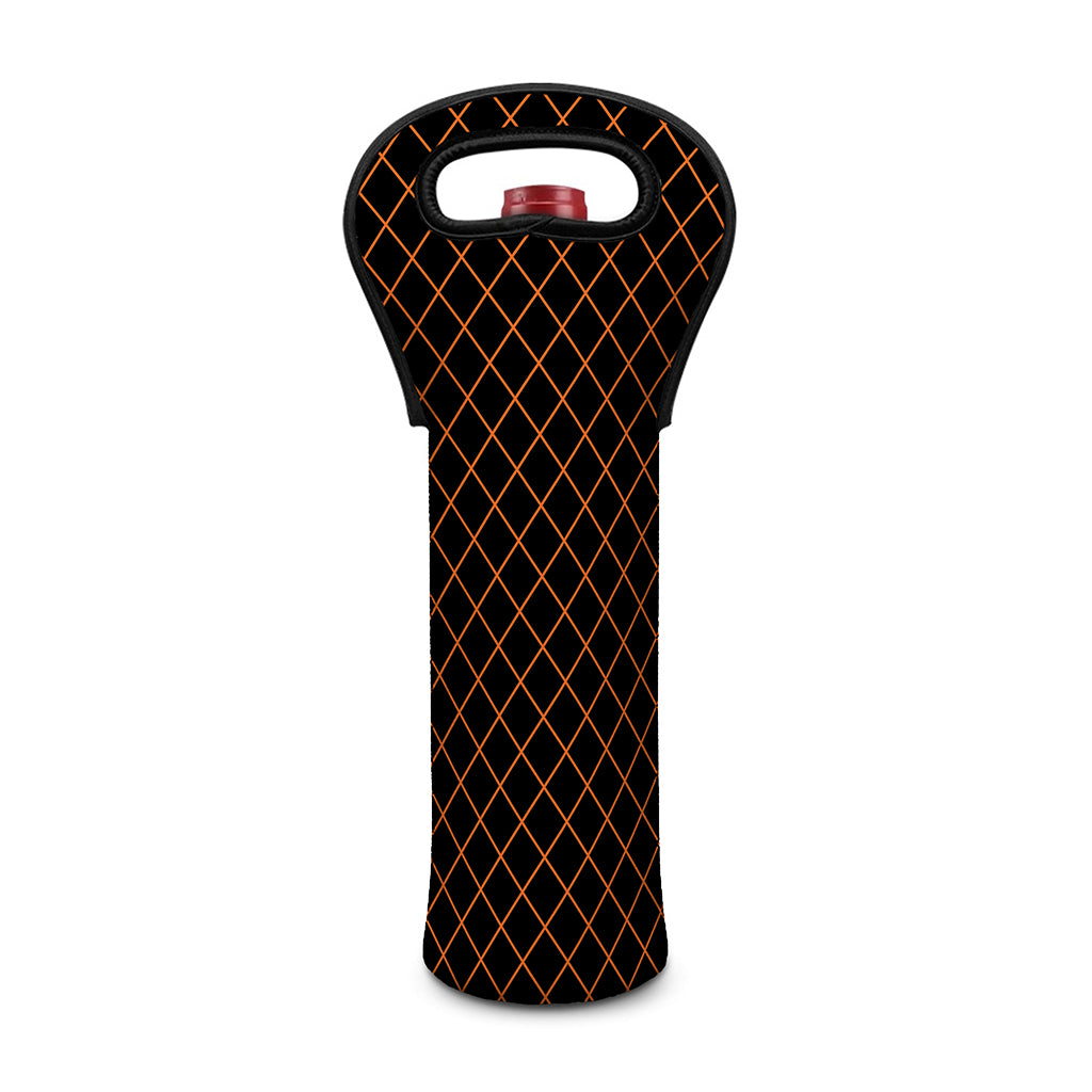 Black And Orange Harlequin Print Single Neoprene Wine Tote
