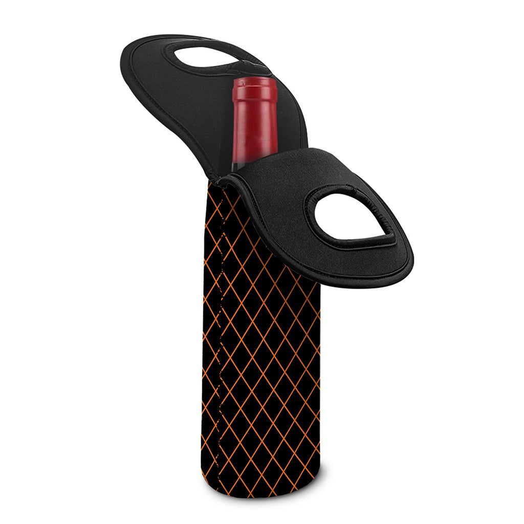 Black And Orange Harlequin Print Single Neoprene Wine Tote