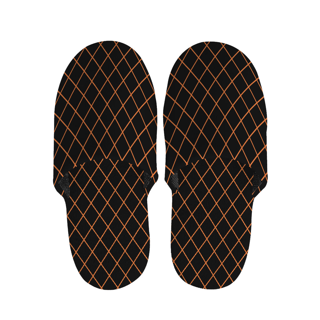 Black And Orange Harlequin Print Slippers