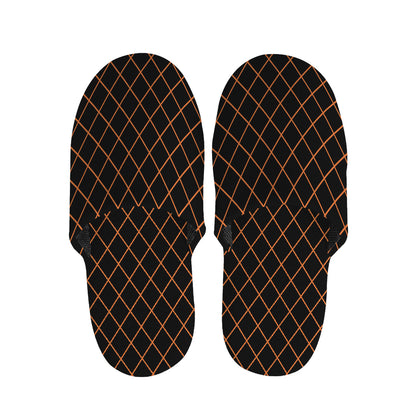Black And Orange Harlequin Print Slippers
