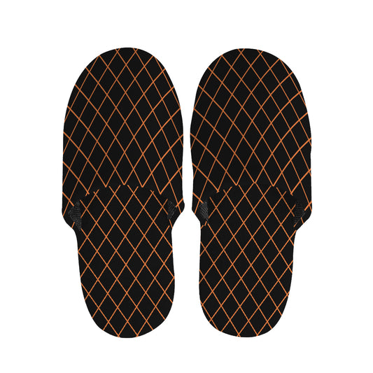 Black And Orange Harlequin Print Slippers