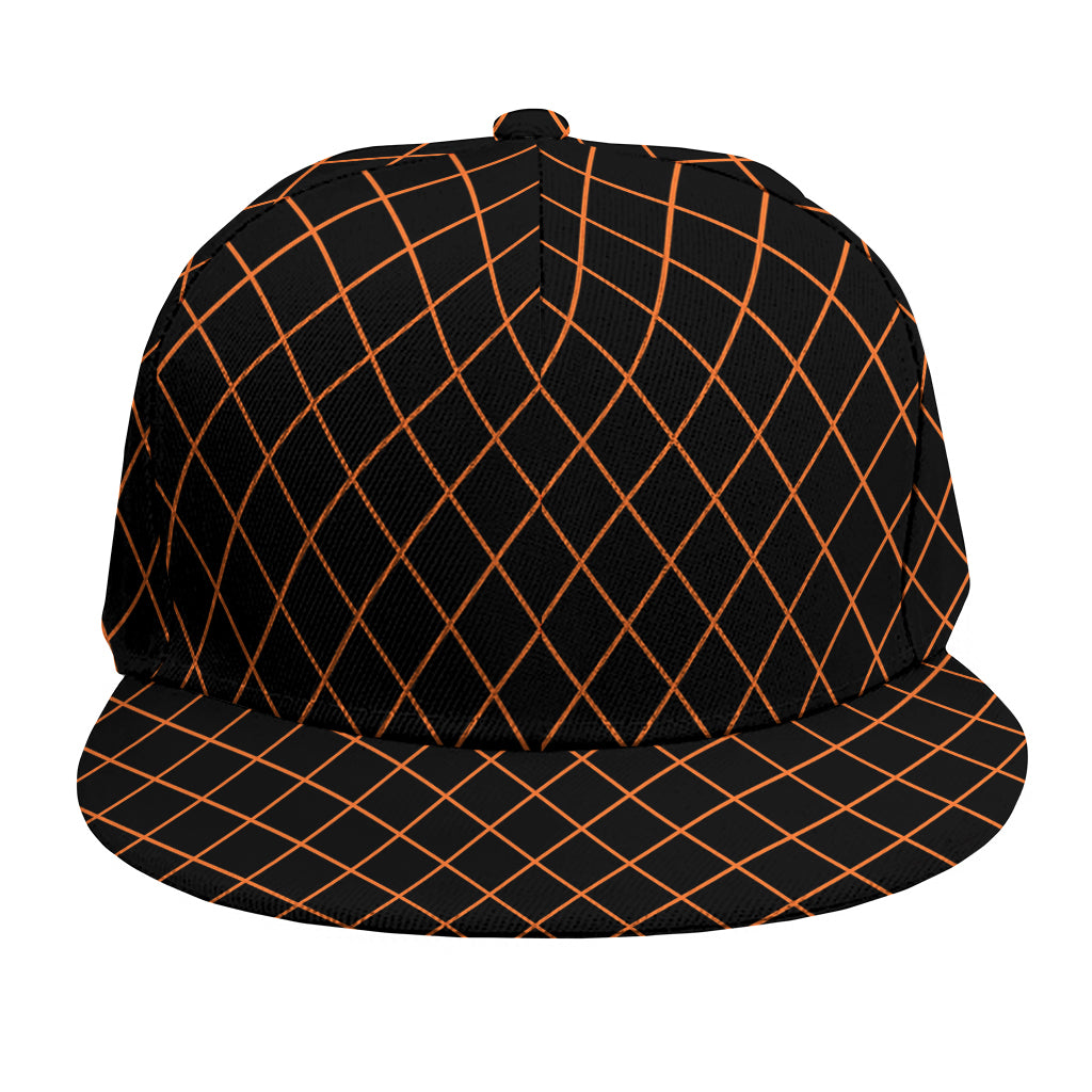 Black And Orange Harlequin Print Snapback Cap