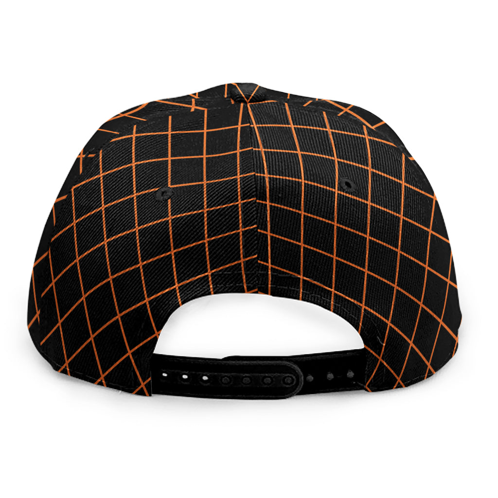Black And Orange Harlequin Print Snapback Cap