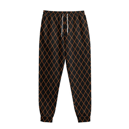 Black And Orange Harlequin Print Sweatpants