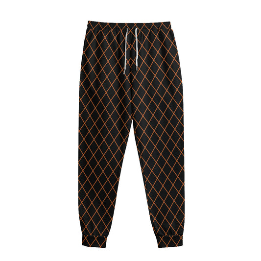 Black And Orange Harlequin Print Sweatpants