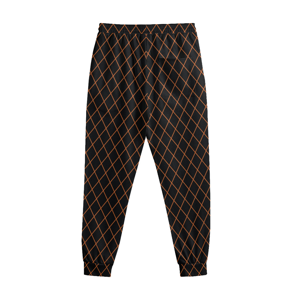 Black And Orange Harlequin Print Sweatpants