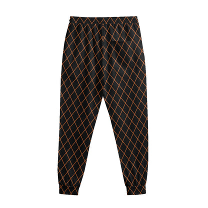 Black And Orange Harlequin Print Sweatpants