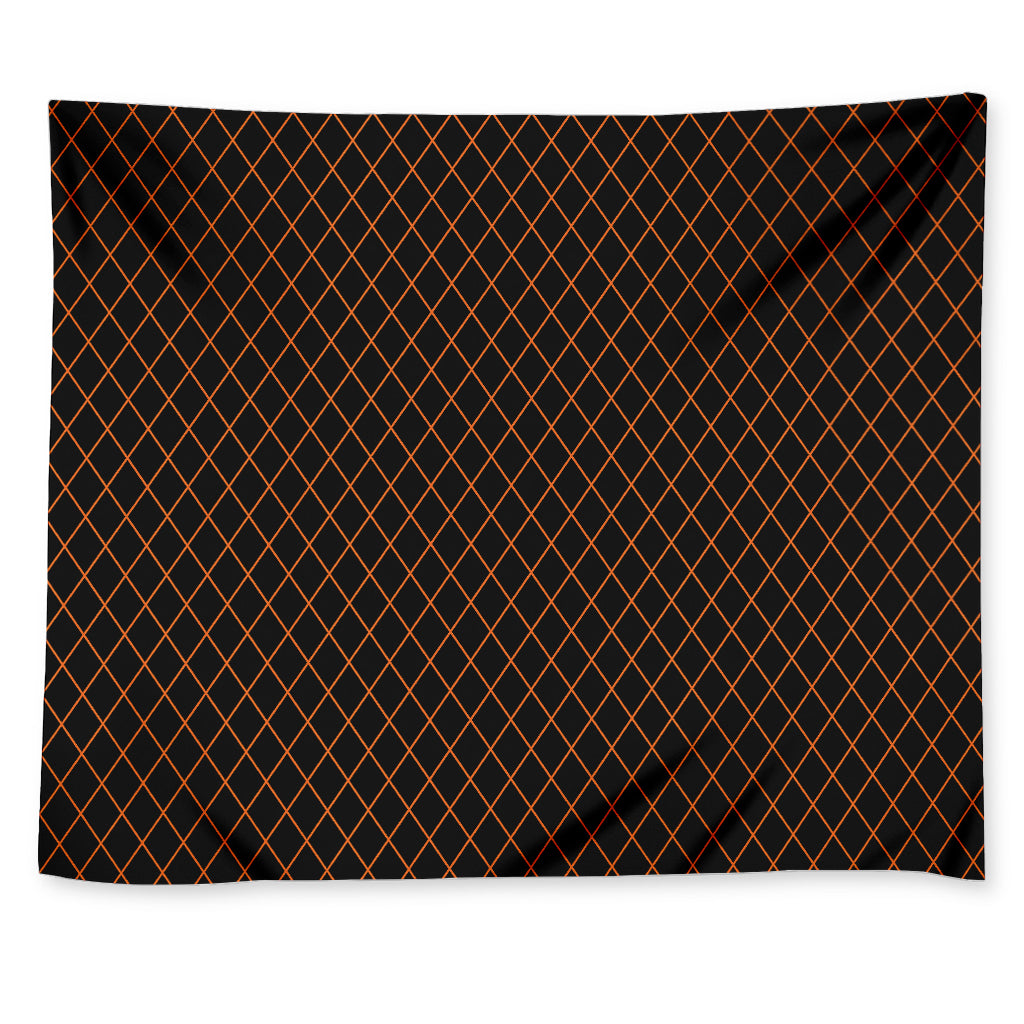 Black And Orange Harlequin Print Tapestry