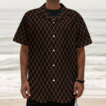 Black And Orange Harlequin Print Textured Short Sleeve Shirt