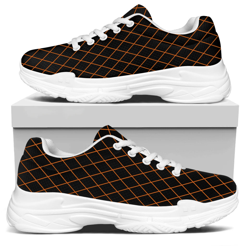 Black And Orange Harlequin Print White Chunky Shoes