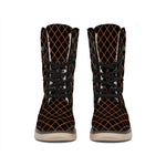 Black And Orange Harlequin Print Winter Boots