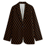 Black And Orange Harlequin Print Women's Blazer