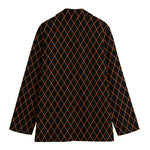Black And Orange Harlequin Print Women's Blazer