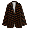 Black And Orange Harlequin Print Women's Cotton Blazer