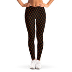 Black And Orange Harlequin Print Women's Leggings
