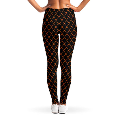 Black And Orange Harlequin Print Women's Leggings