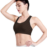 Black And Orange Harlequin Print Women's Sports Bra