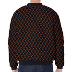 Black And Orange Harlequin Print Zip Sleeve Bomber Jacket