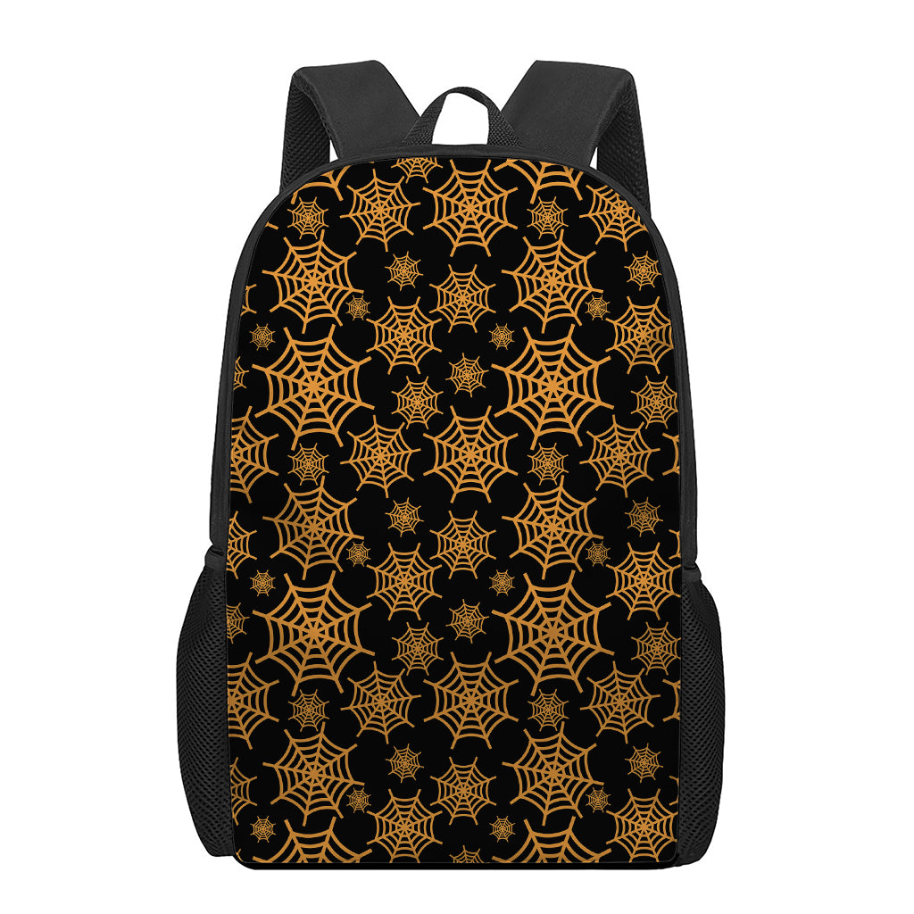 Black And Orange Spider Web Print 17 Inch Backpack